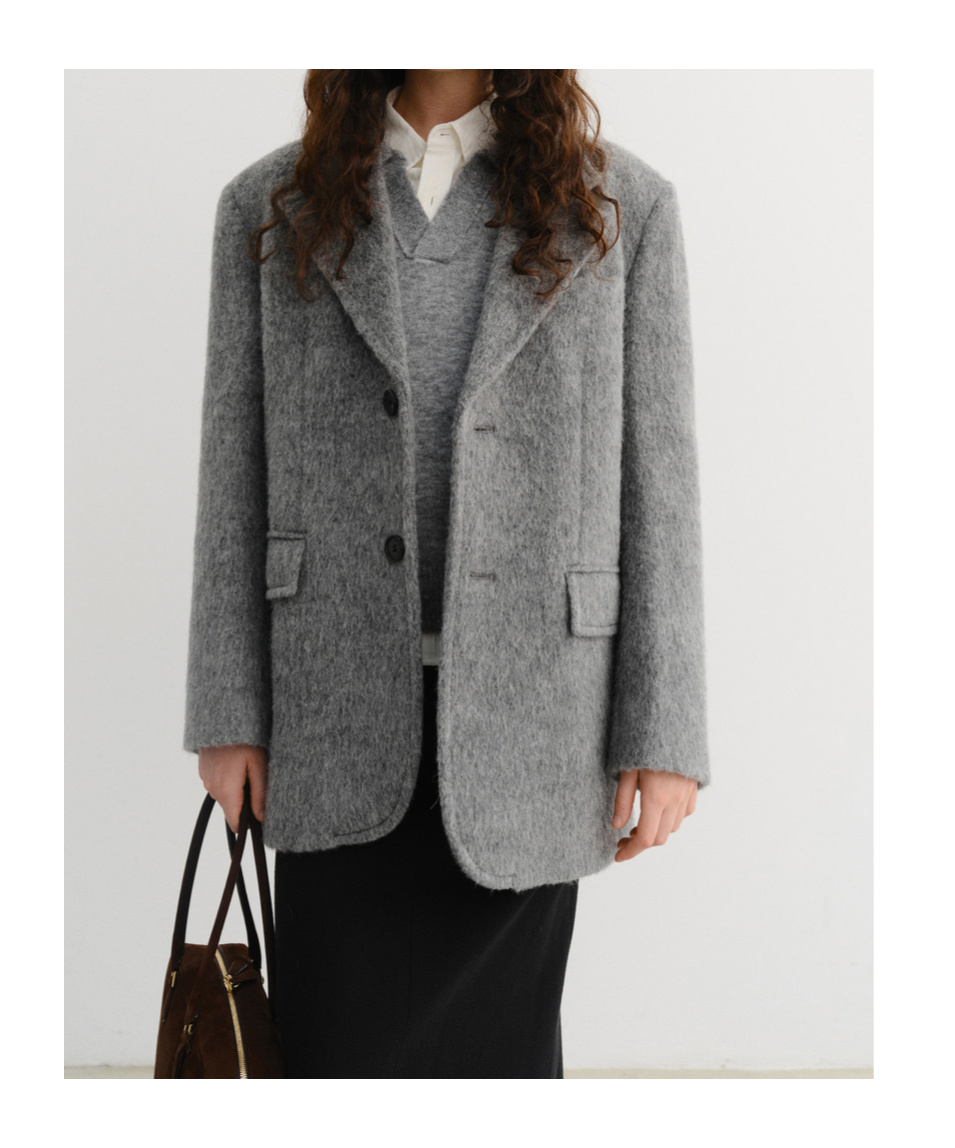 Dunst Unisex Alpaca Blazer Coat In Gray