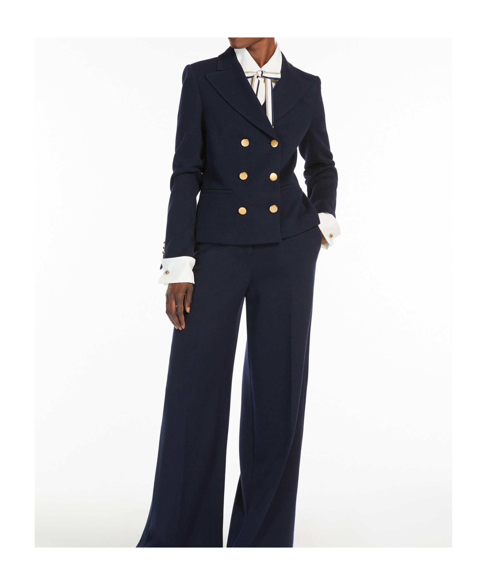 Max Mara Lapel Long-sleeved Suit Coat In Black