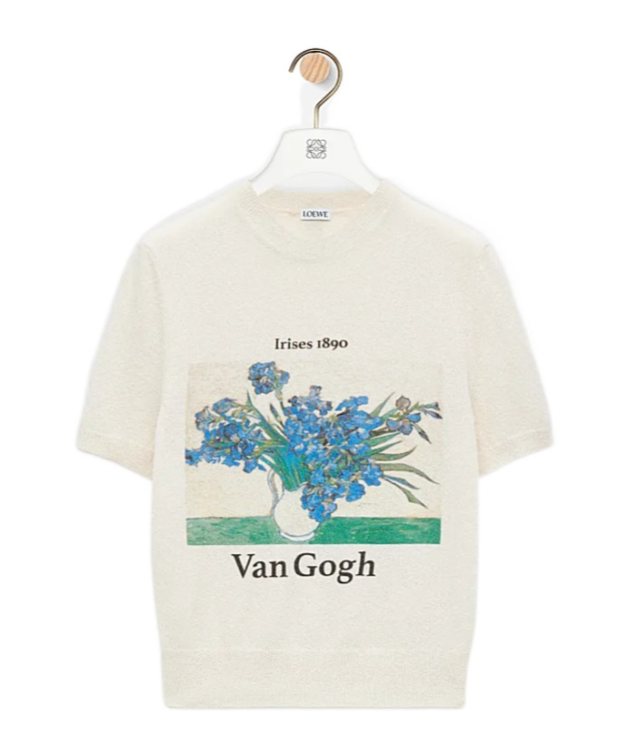 Loewe Van Gogh Short Sleeve Sweater In White/multicolor