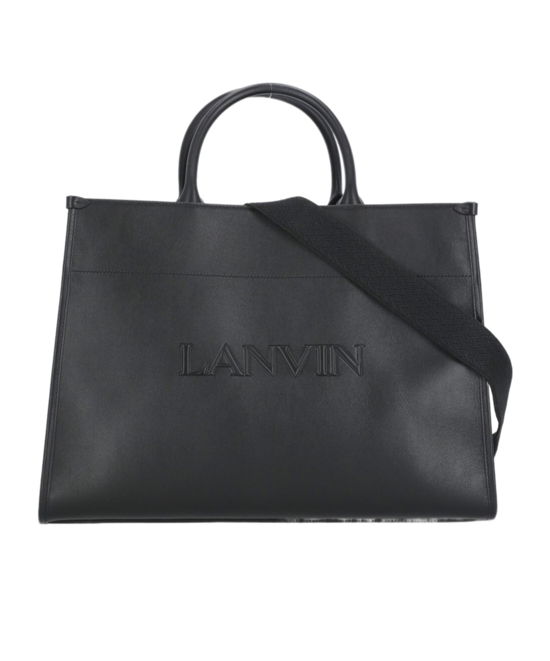 LANVIN LOGO-EMBOSSED LEATHER TOTE BAG