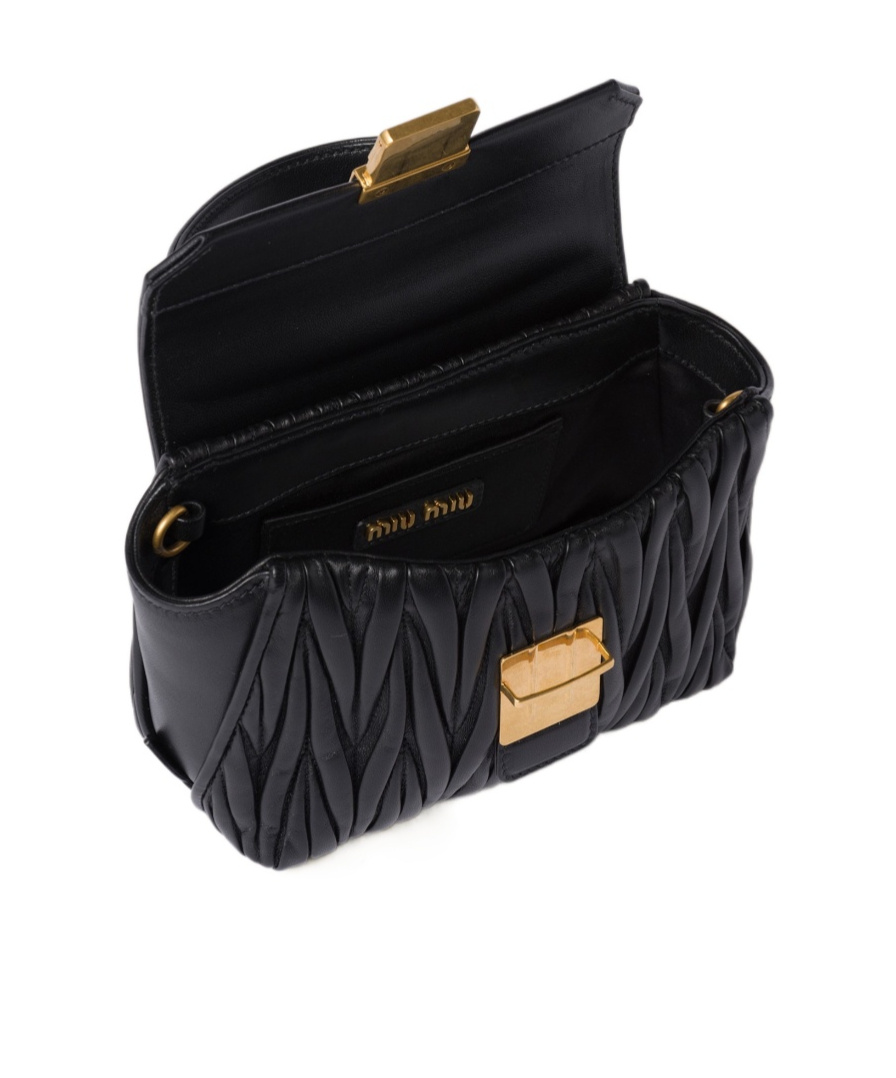 Miu Miu Black Leather Handbag In Black