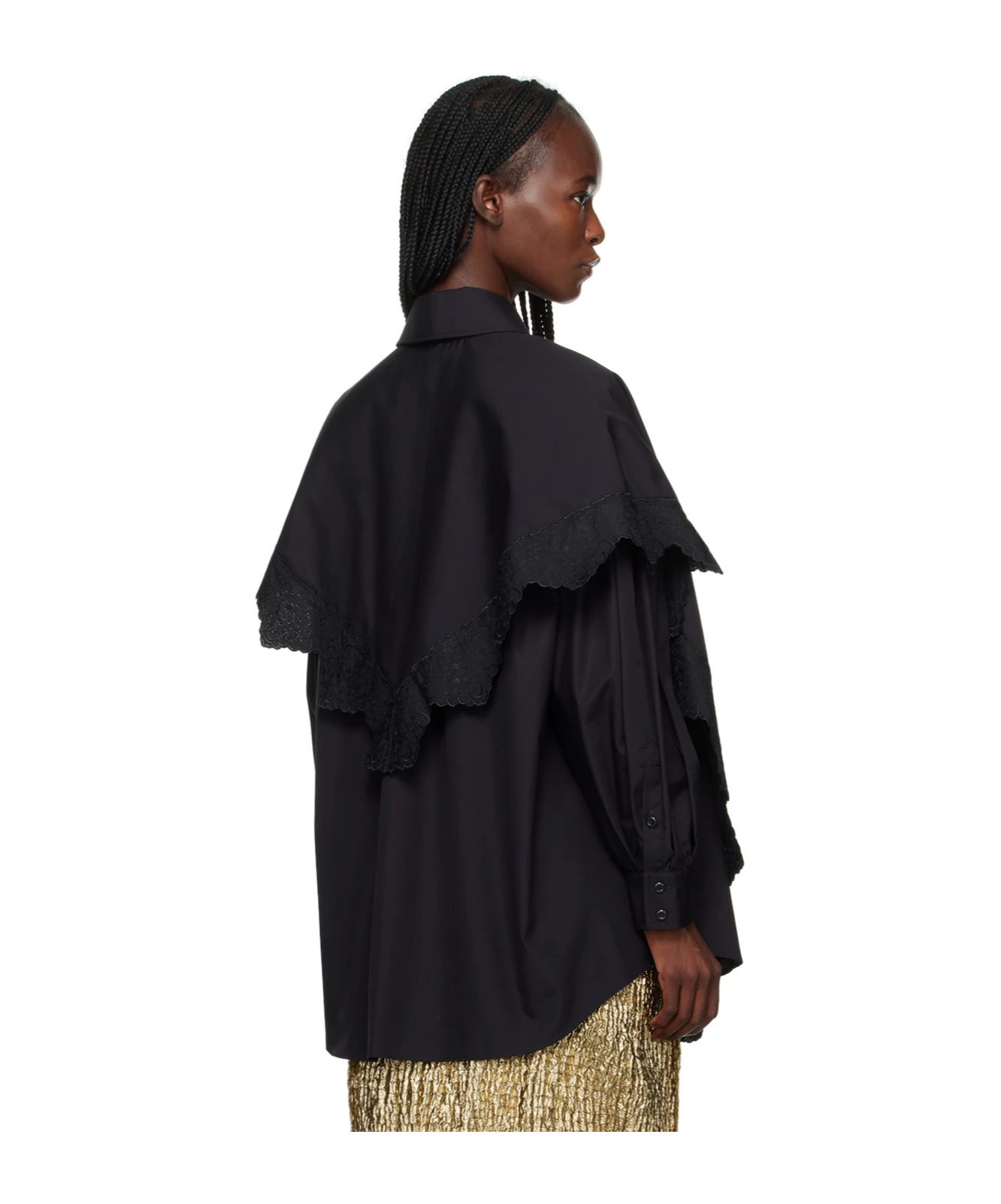 Simone Rocha Black Pointed Collar Shirt In Black