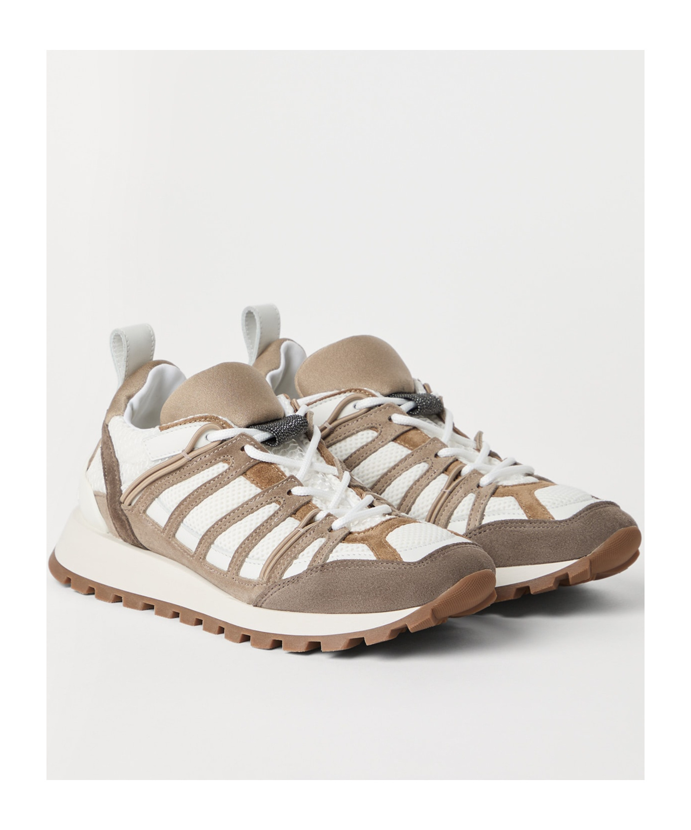 Brunello Cucinelli Low Top Sneakers Mesh Panels In White
