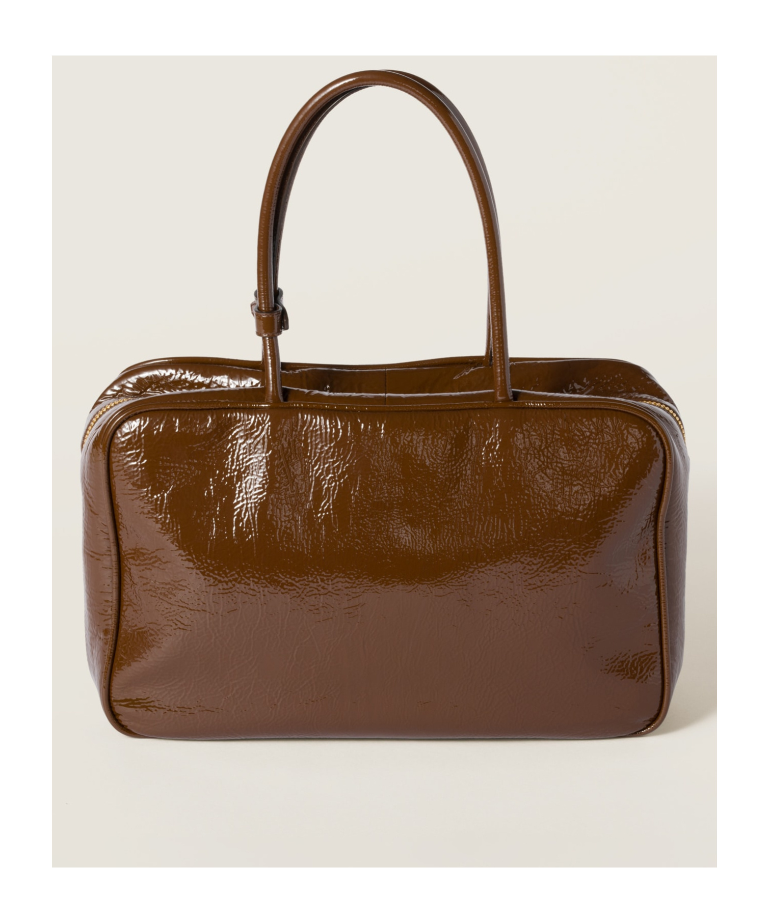 Miu Miu Beau Naplak Patent Leather Bag In Brown