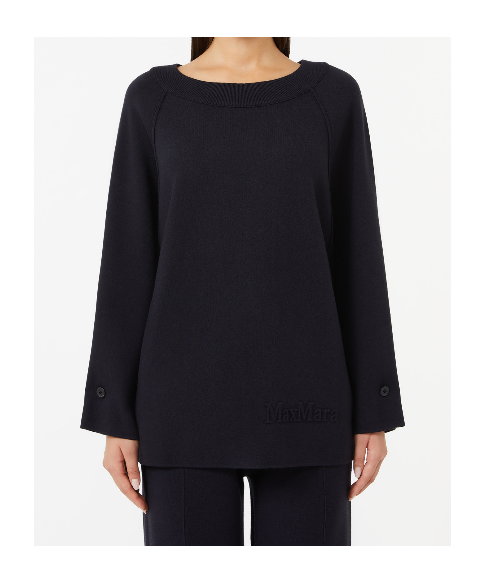 Max Mara Oversized Jumper In Wool And Viscose Yarn In Black