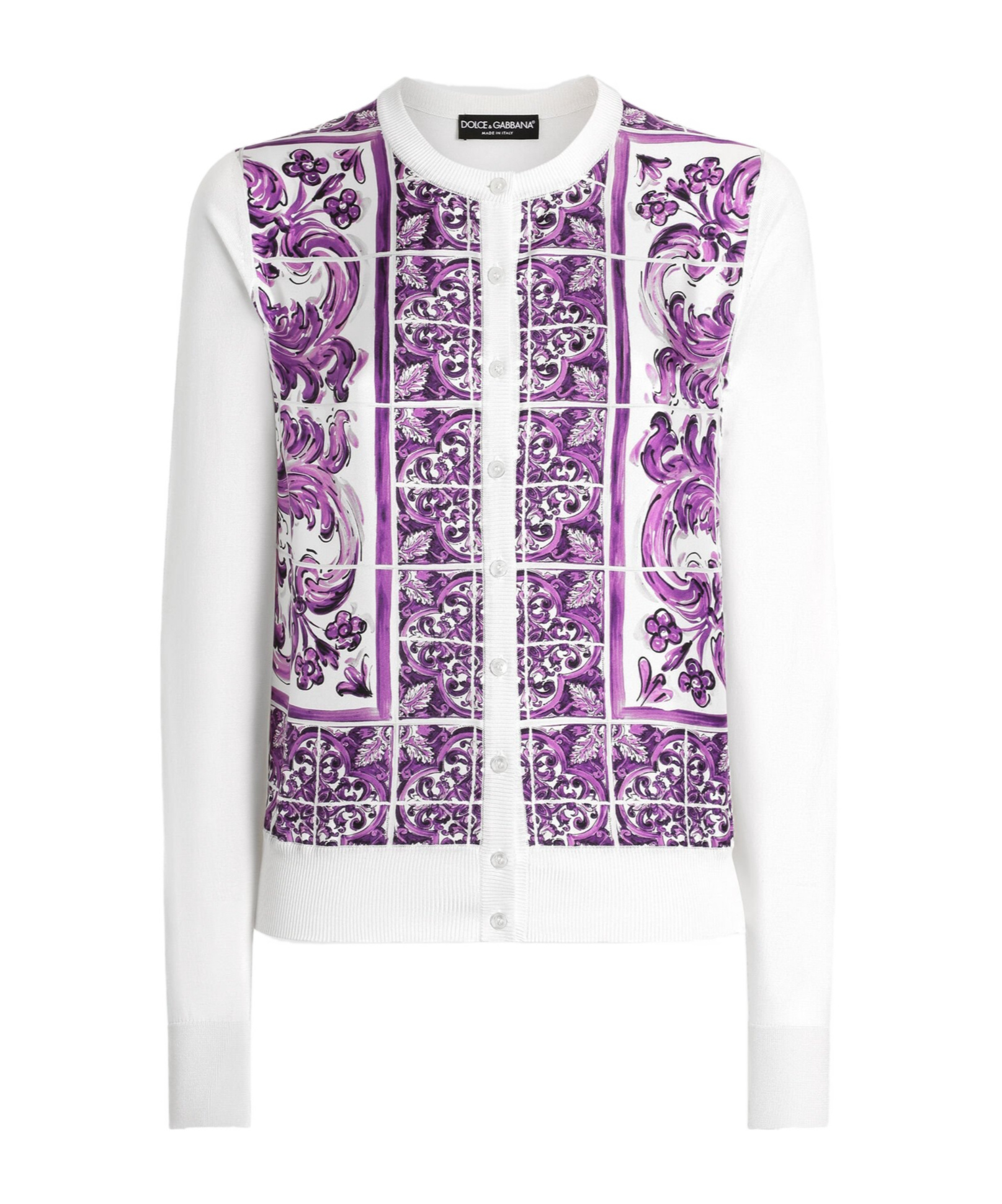 Dolce & Gabbana Women Maiolica Print Silk Cardigan