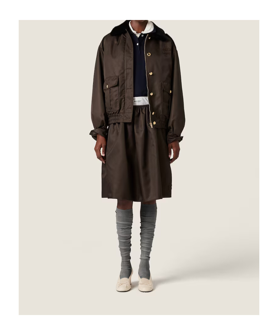 Miu Miu Technical Gazar Blouson Jacket In Brown