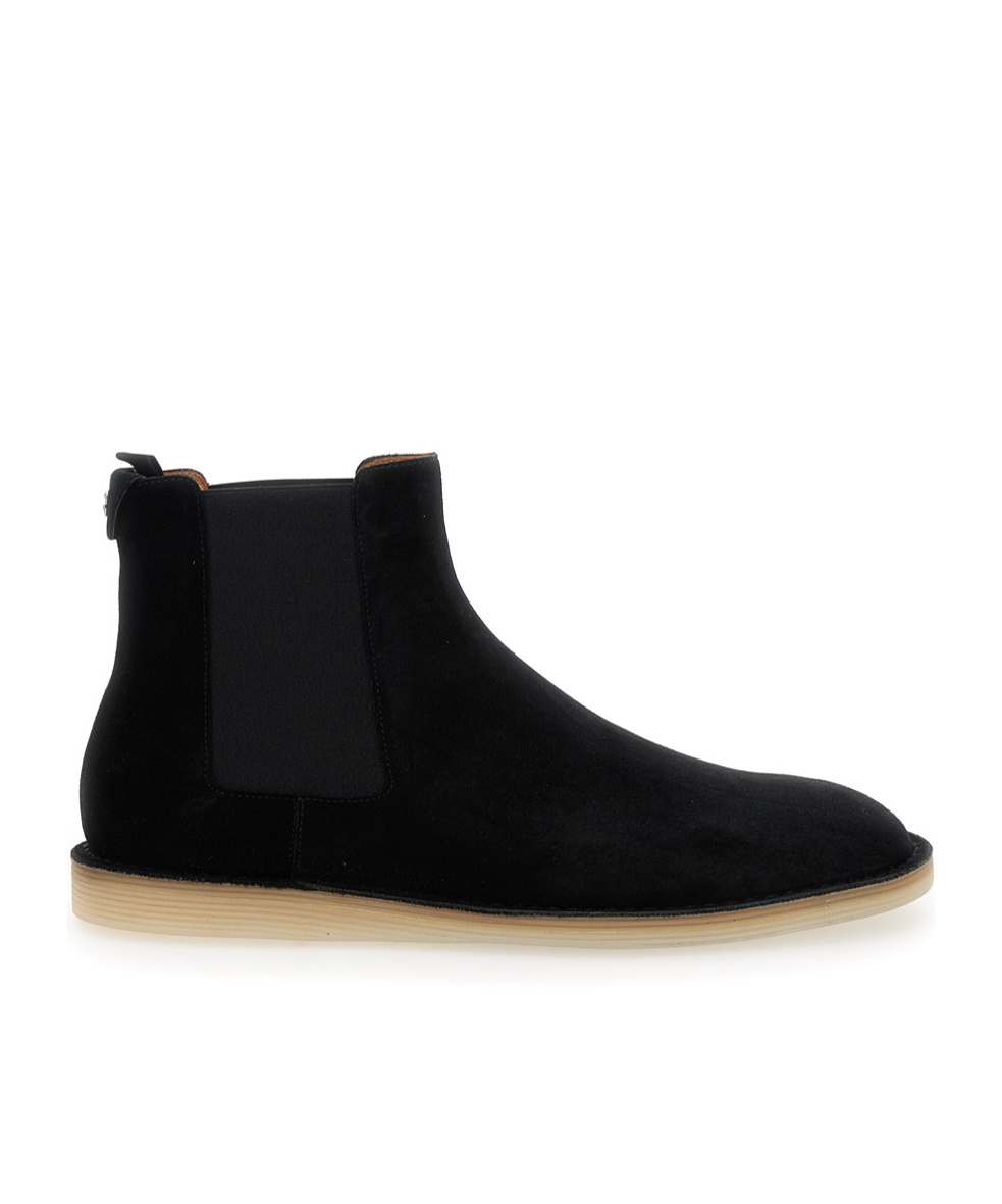 Dolce & Gabbana Black Pull-on Ankle Boots With Dg Logo In Black