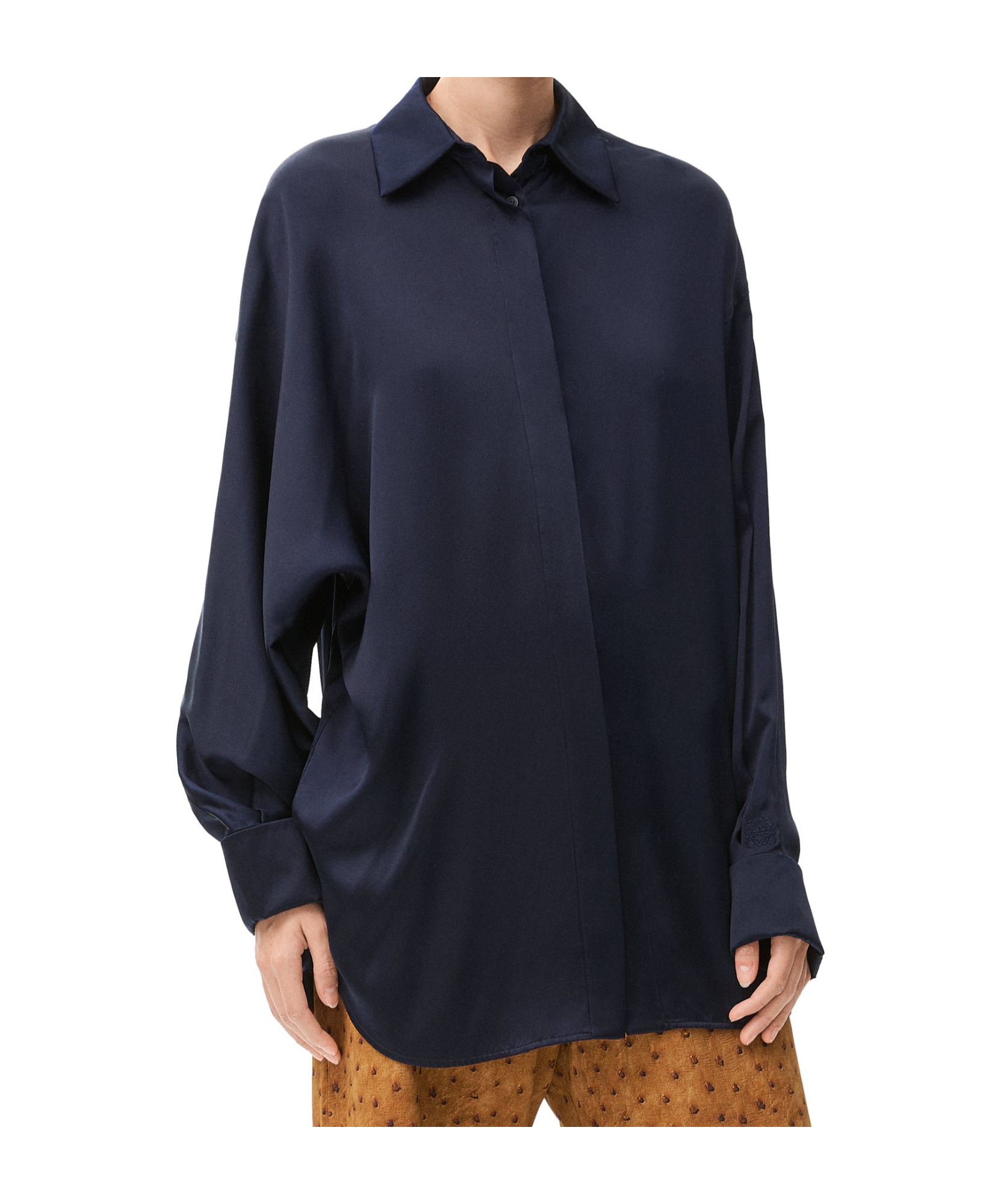Loewe Draped Shirt In Silk In Blue
