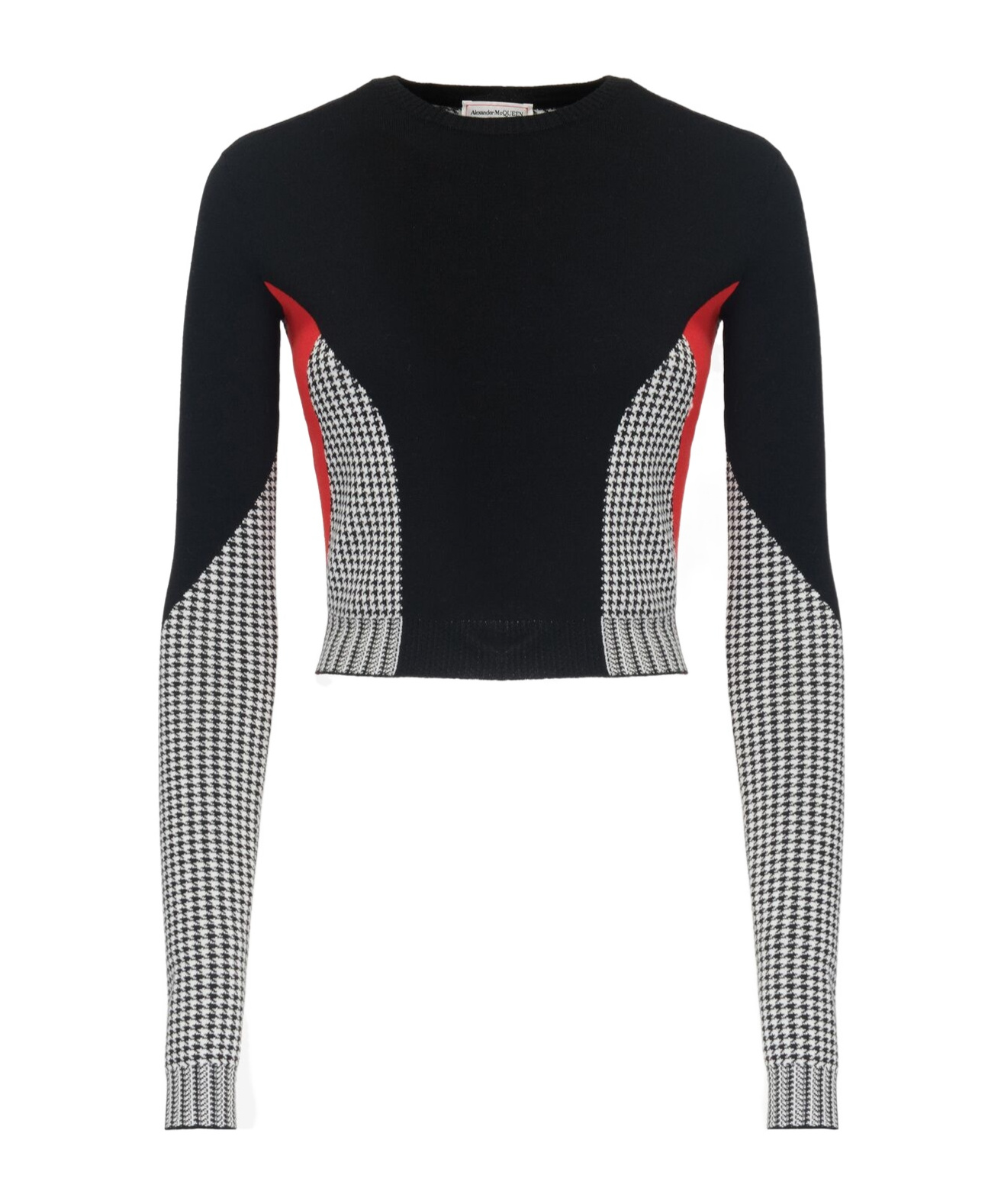 Alexander Mcqueen Dogtooth Color-matching Pullover In Black