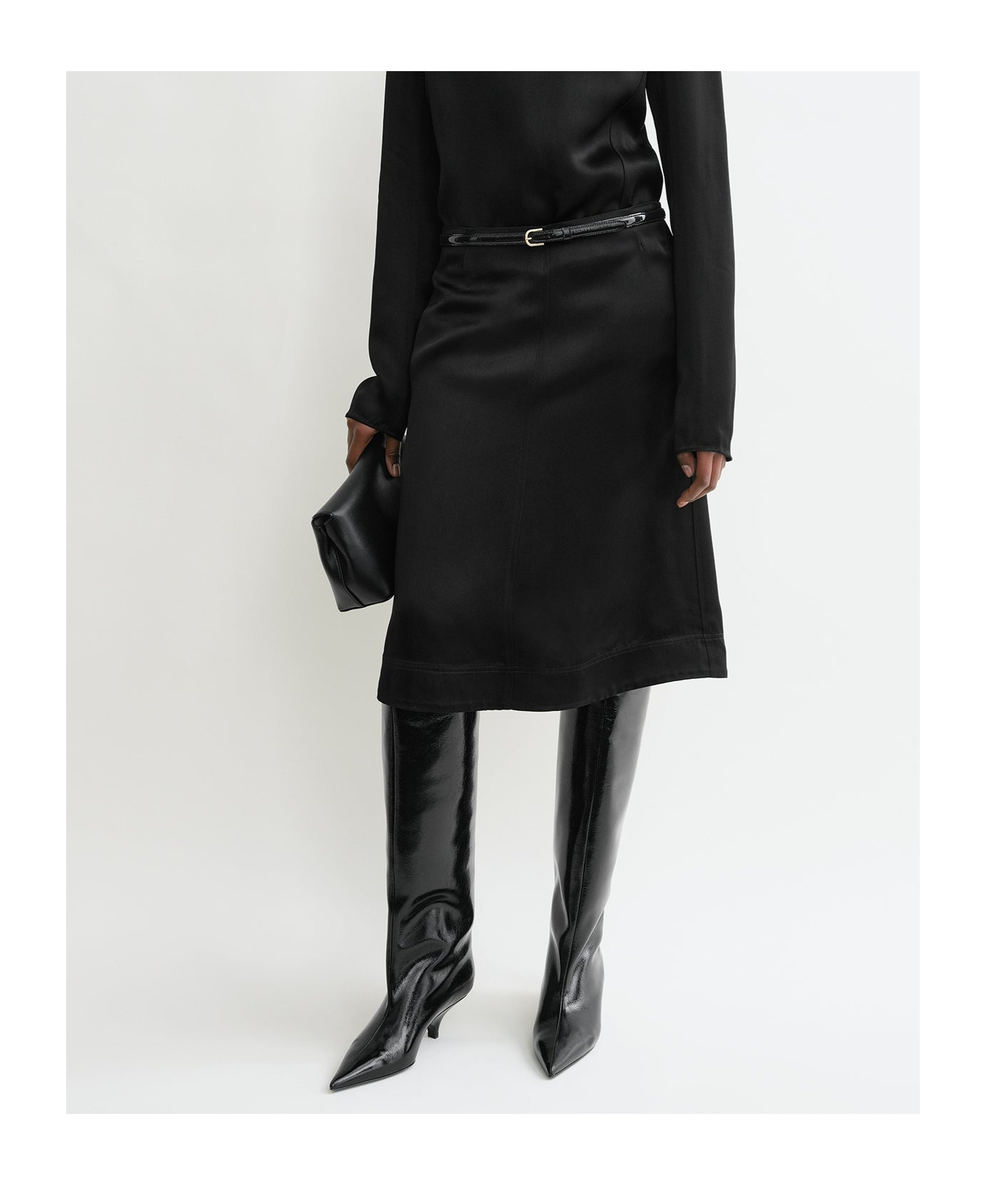 Totême Panelled Satin Midi Skirt In Black