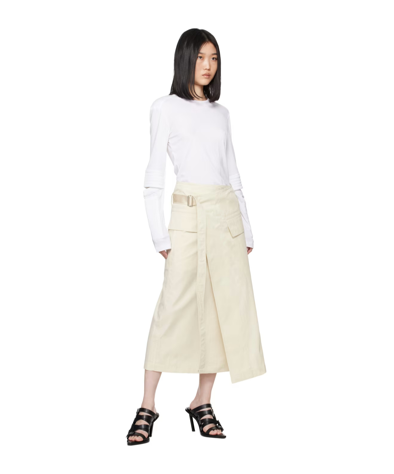 Helmut Lang Trench Wrap Skirt In White