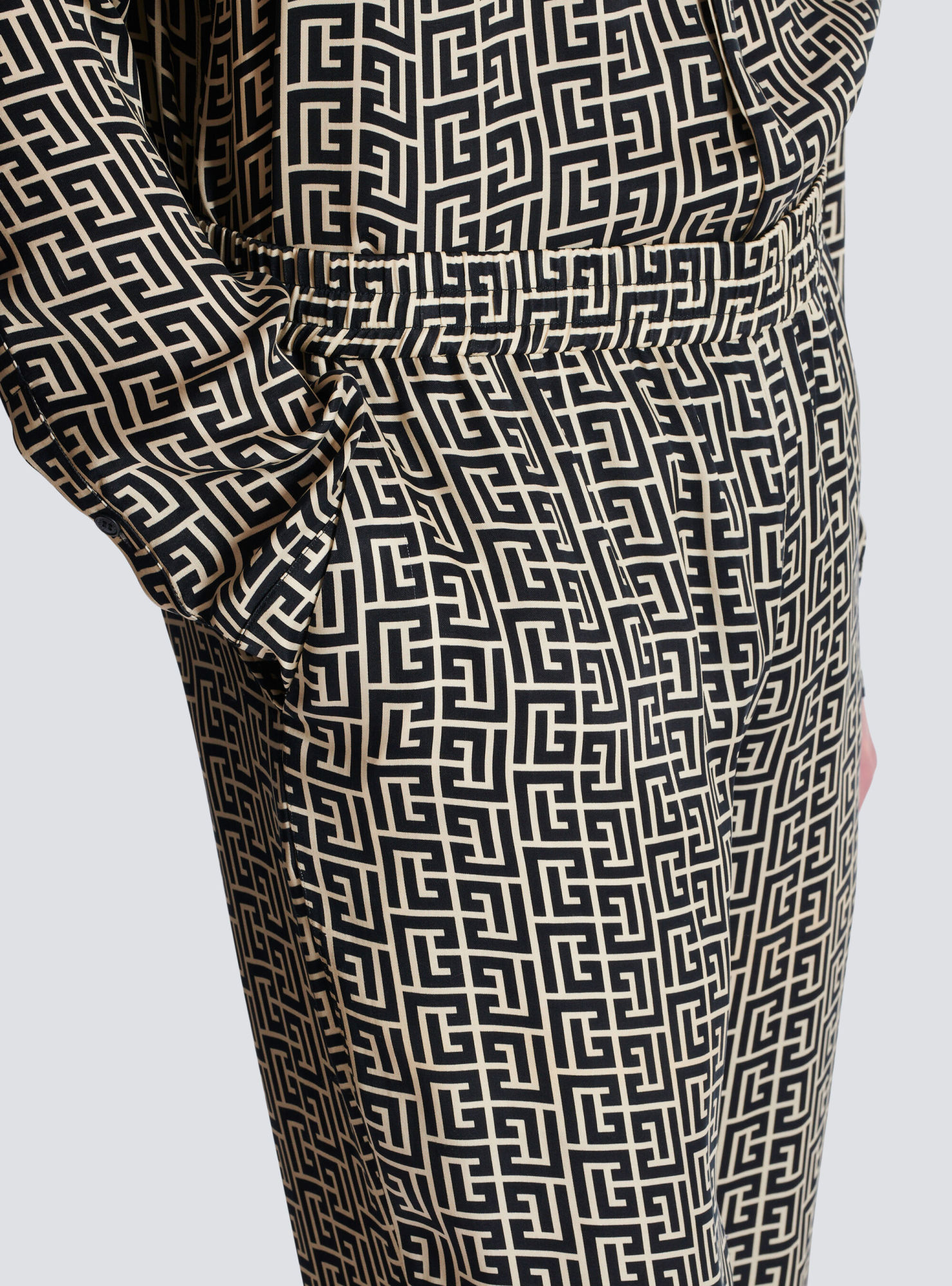 Balmain Monogrammed Flowing Trousers In Gray