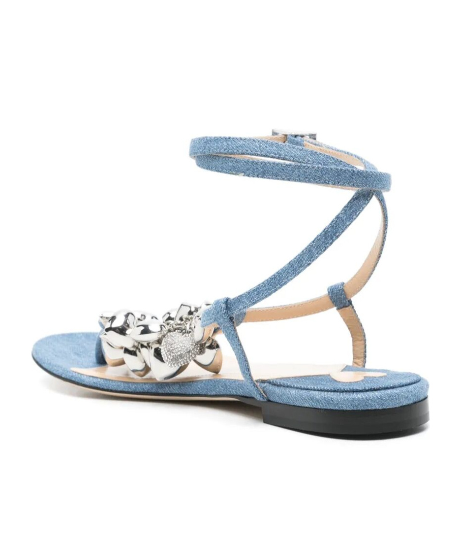 Machmach Heart-charm Flat Sandals In Blue