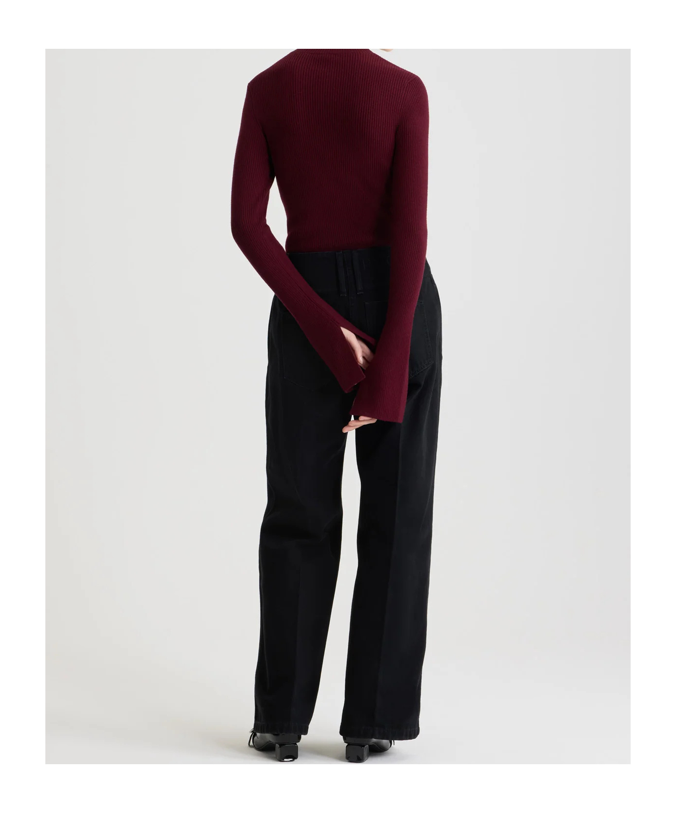 Patou Turtleneck Ribbed Sweater In Burgundy