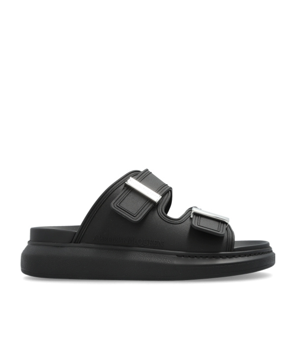 Alexander Mcqueen 50mm Rubber Slide Sandals In Black