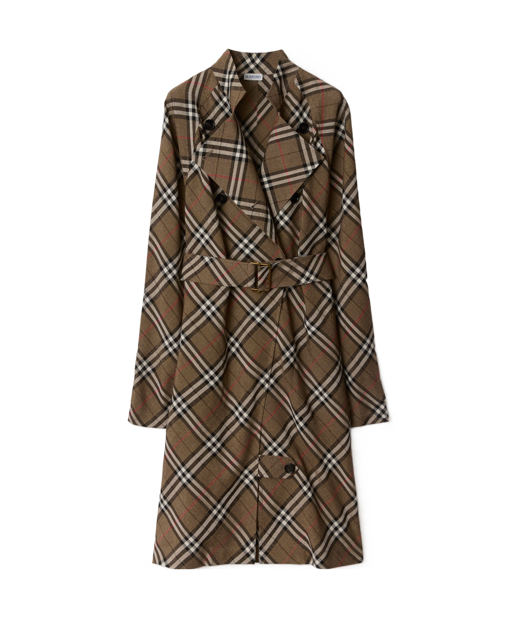 Burberry Check Silk Blend Trench Dress In Brush
