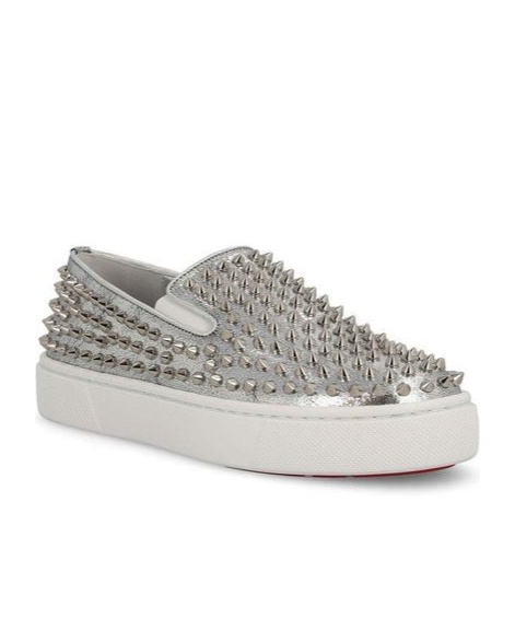 Christian Louboutin White Ab/clear Ab Roller Boat Woman Flat Sneaker In White