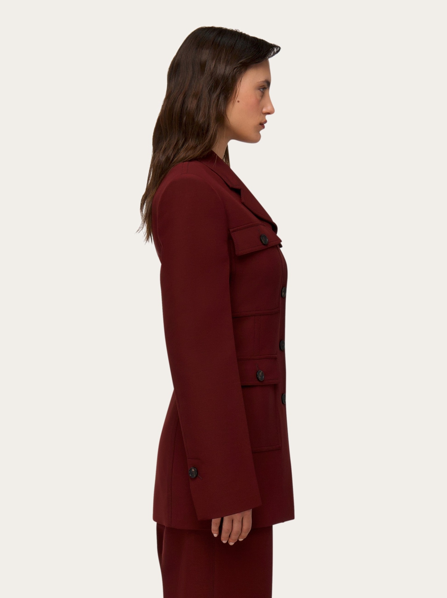 Shop Ferragamo Button Pocket Wool Casual Jacket In Brown