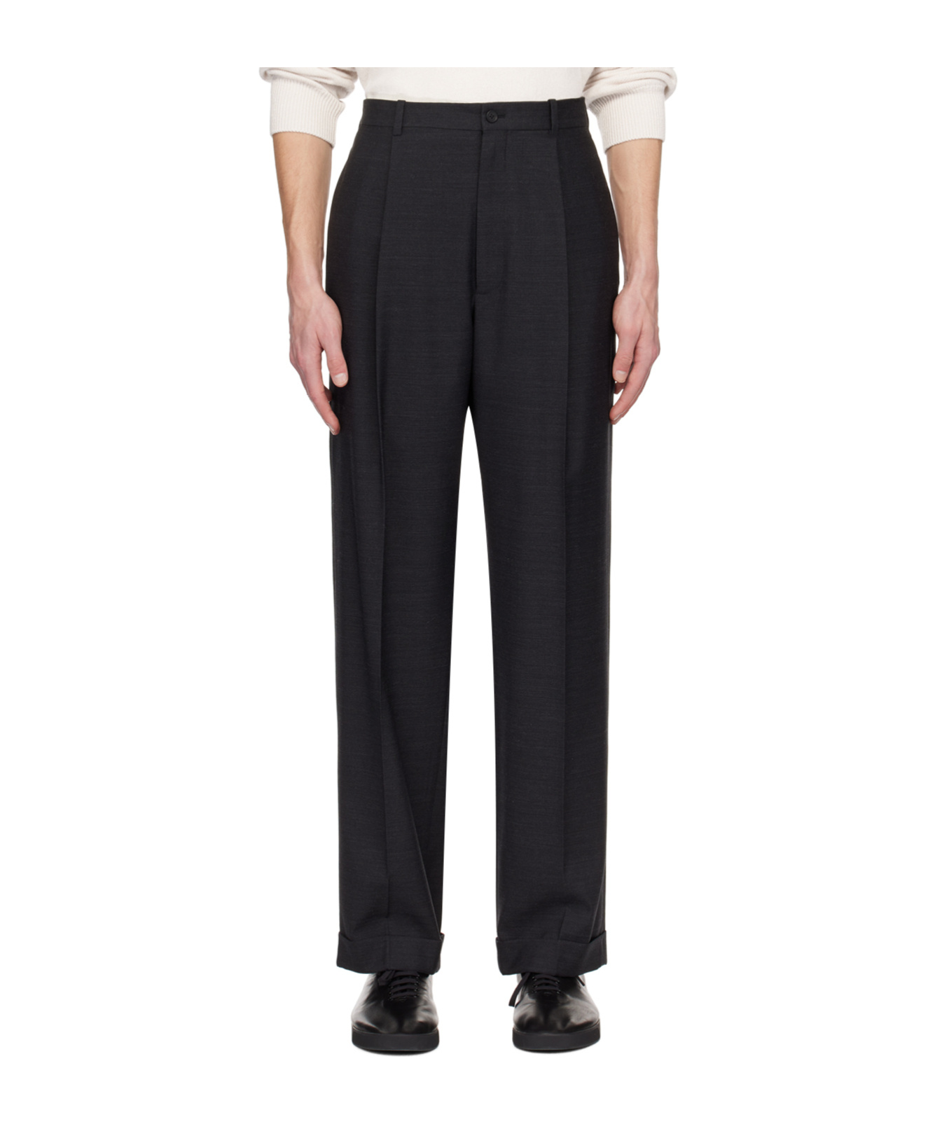 The Row Keenan Belt-loop Casual Pants In Black