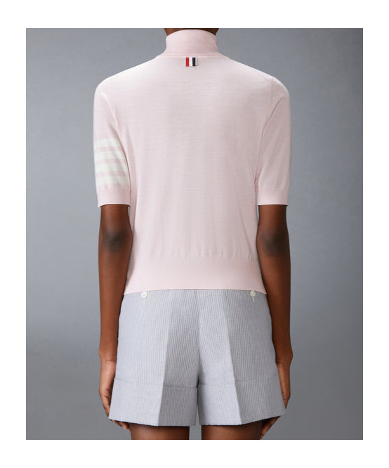 Thom Browne Fine Merino Wool 4-bar Turtleneck In Pink