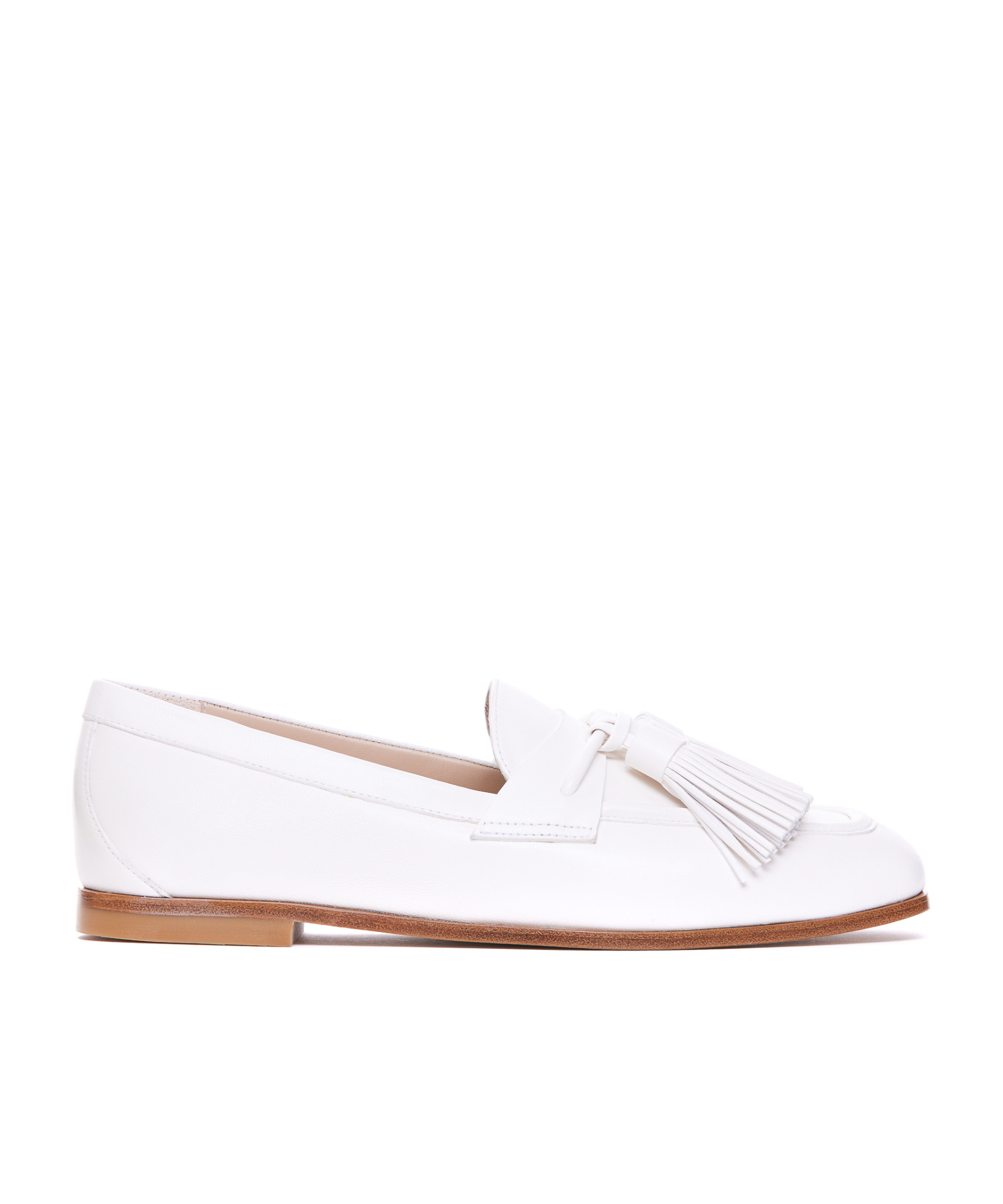 Stuart Weitzman Tassel Detailed Slip-on Loafers In White
