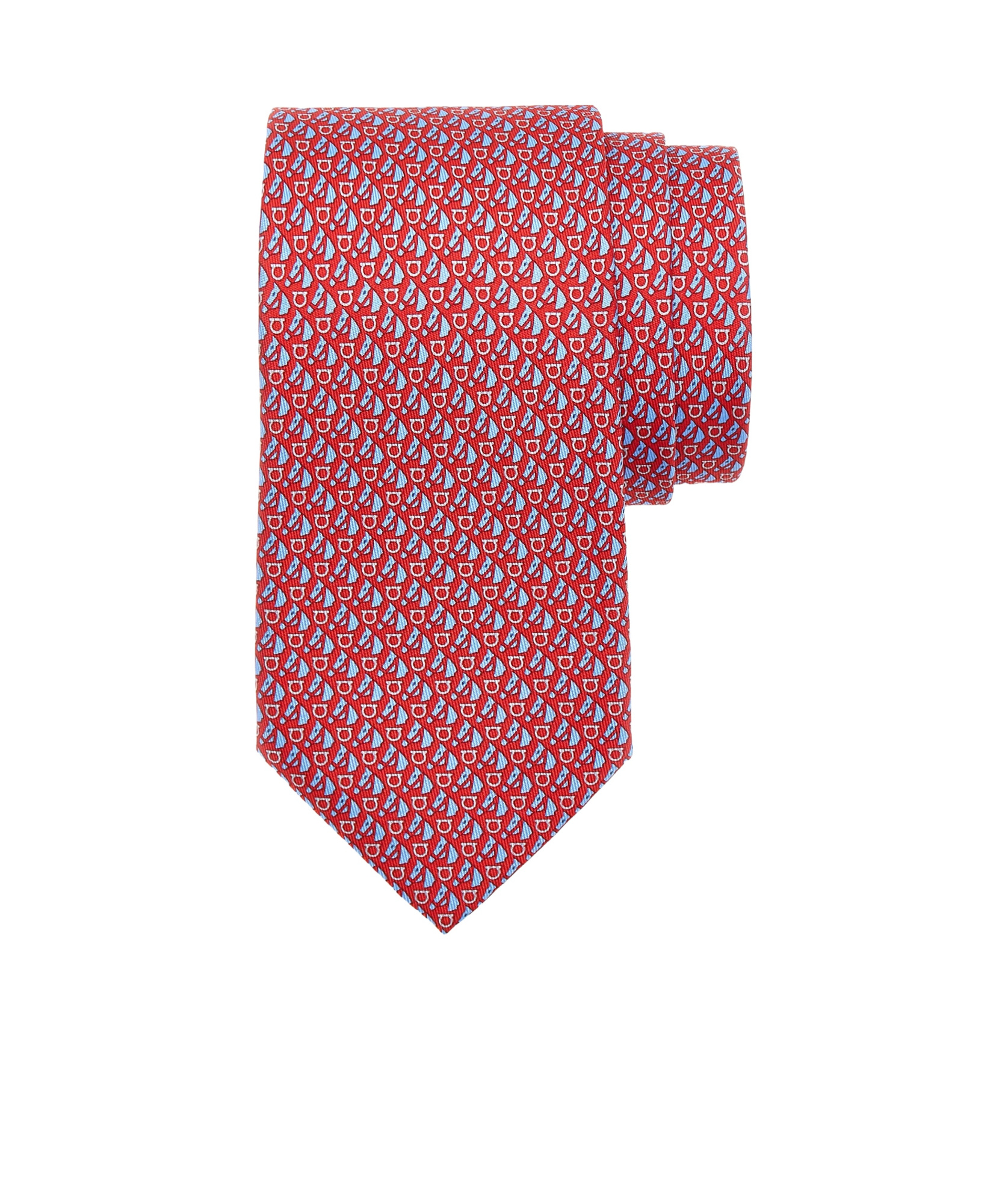 Ferragamo Varenne Equestrian Print Silk Tie In Red