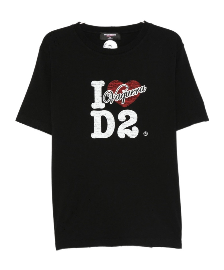 Dsquared2 Vaquera Loves D2 T-shirt In Black