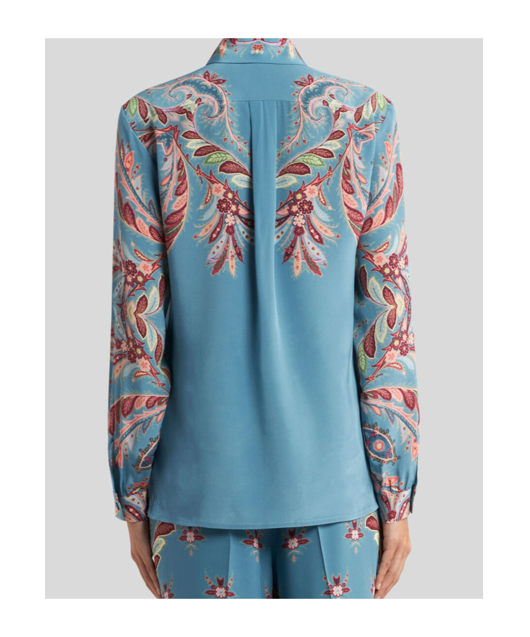 Etro Women Paisley Print Silk Shirt In Blue