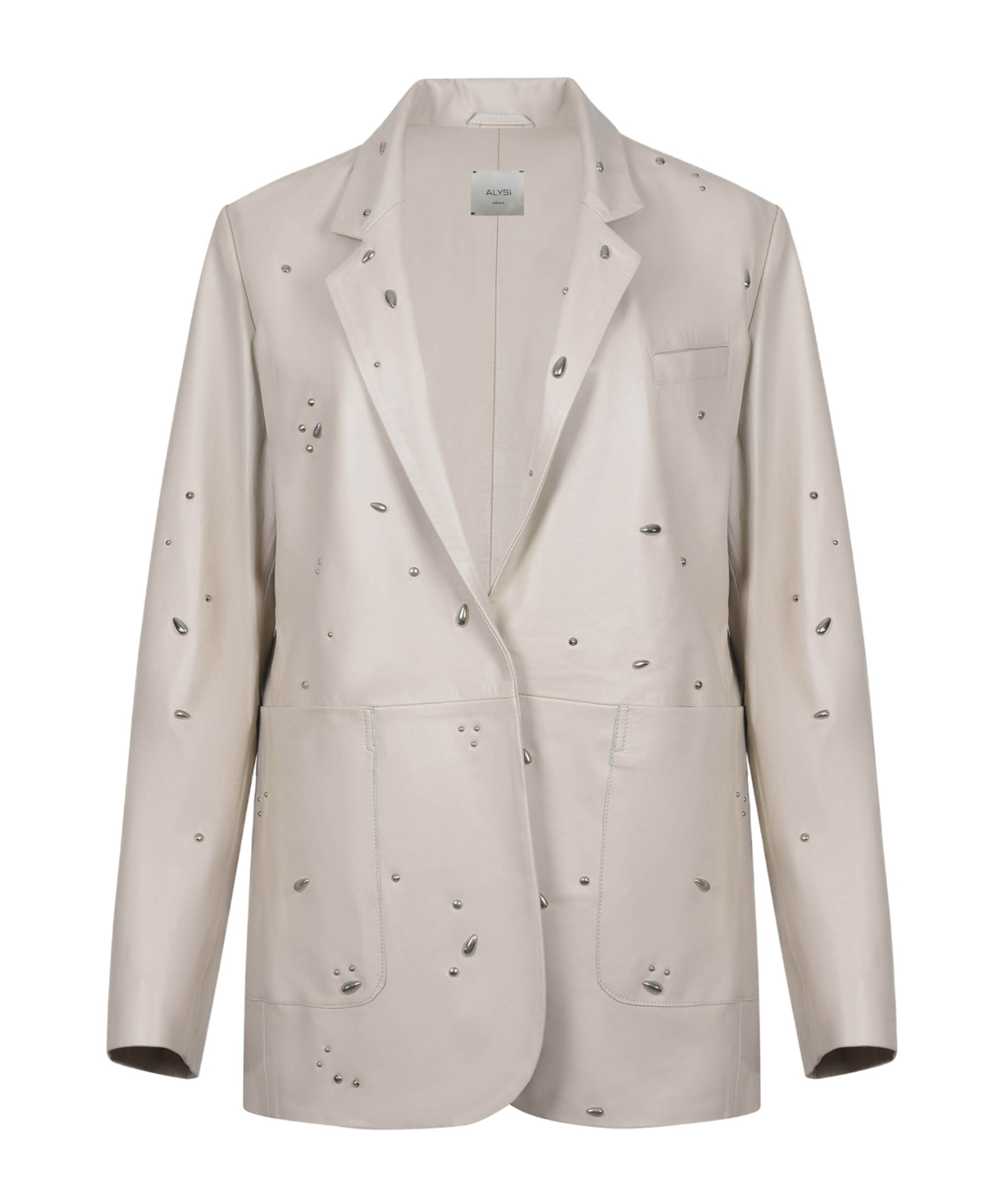 Alysi Lapel Leather Jacket In Gray