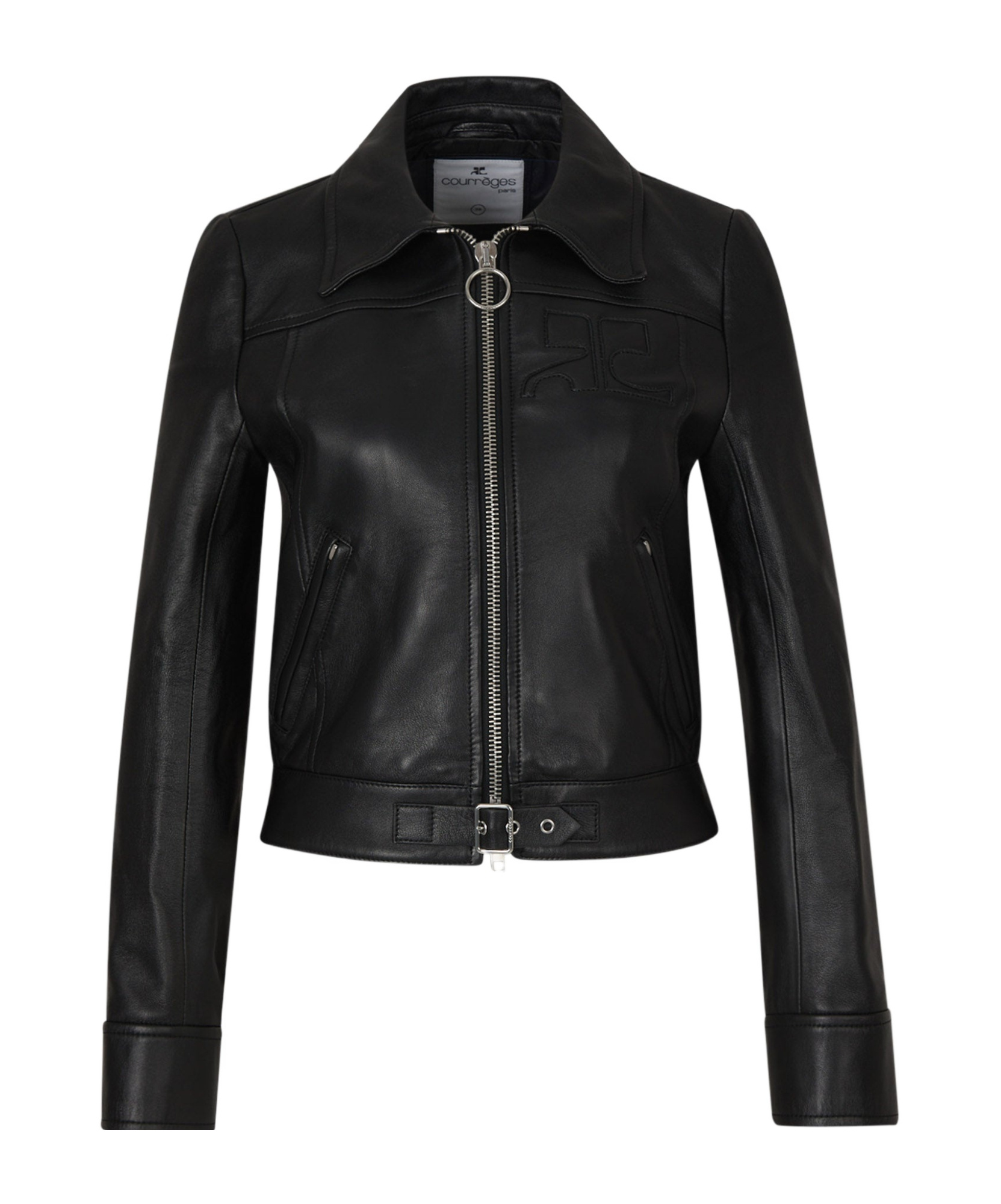 Shop Courrèges Iconic Zip-up Jacket In Black
