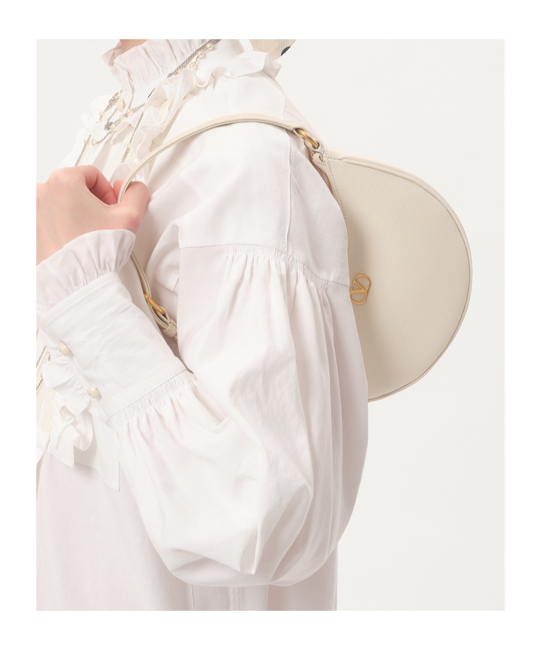 Valentino Vlogo Signature Mini Leather Hobo Bag In Nude