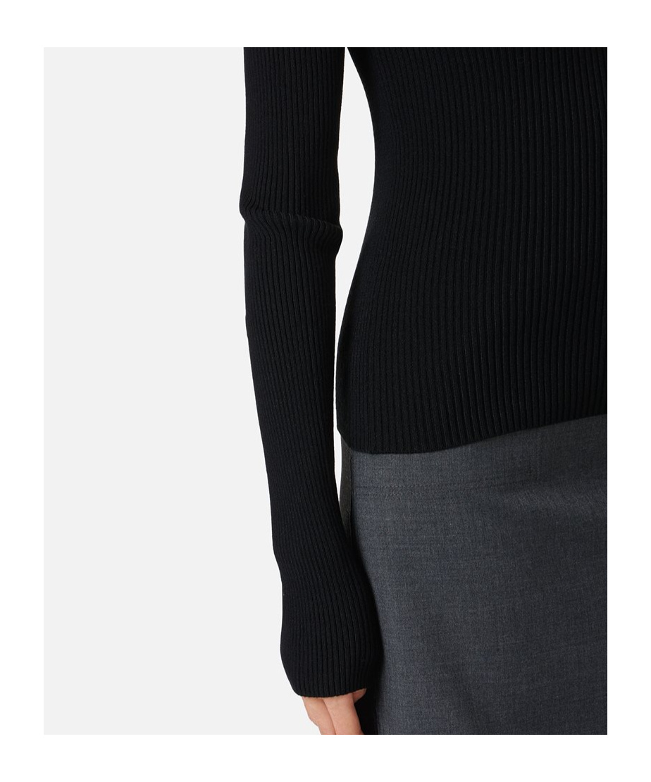 Iceberg Collared Ribbed Top In Black