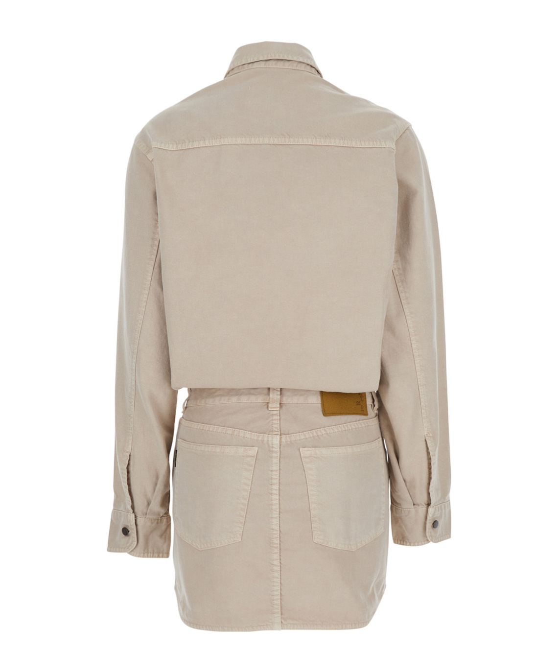 Haikure 'tamu' Beige Dress With Drop Shoulders And Logo Patch On The Back In Nude