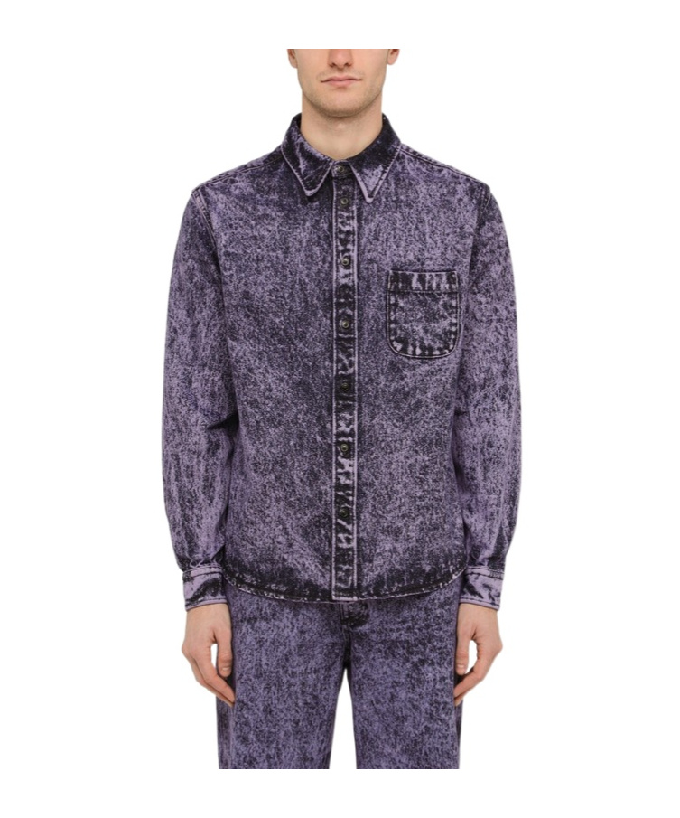 Shop Marni Long-sleeved Denim Shirt In Black