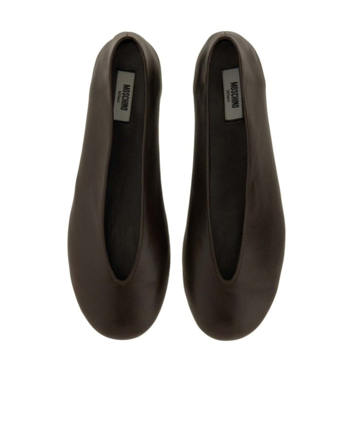 Moschino Duck" Dancer Leather Flats In Black
