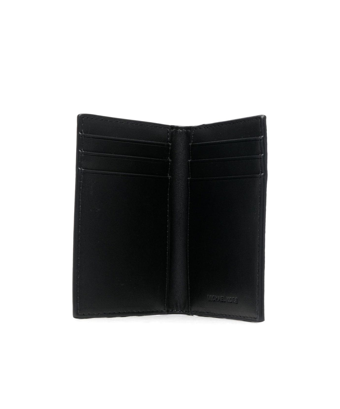 Michael Kors Monogram-print Leather Cardholder In Black