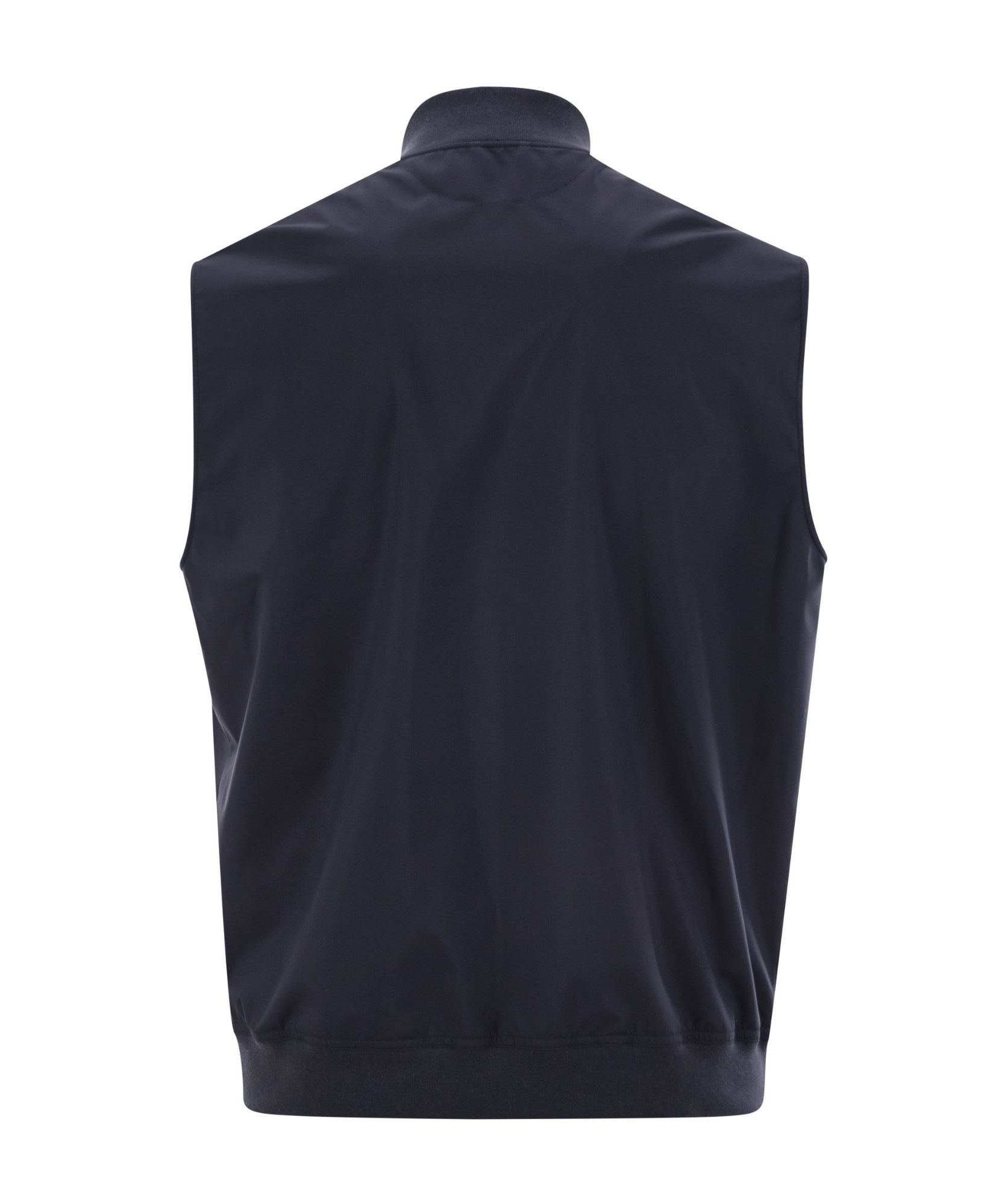 Brunello Cucinelli Men Sleeveless Nylon Topwear With Zip And Logo In Black