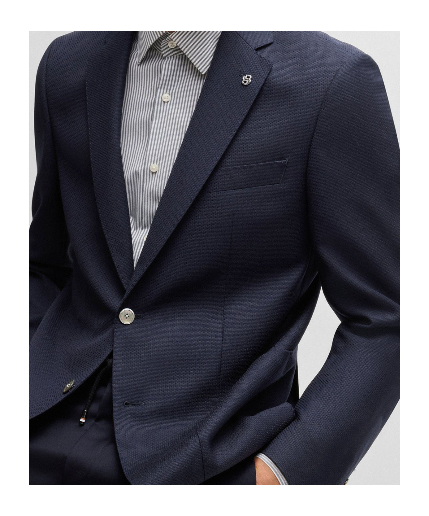 Hugo Boss Regular-fit Suit Jacket In Micro-patterned Virgin Wool In Black