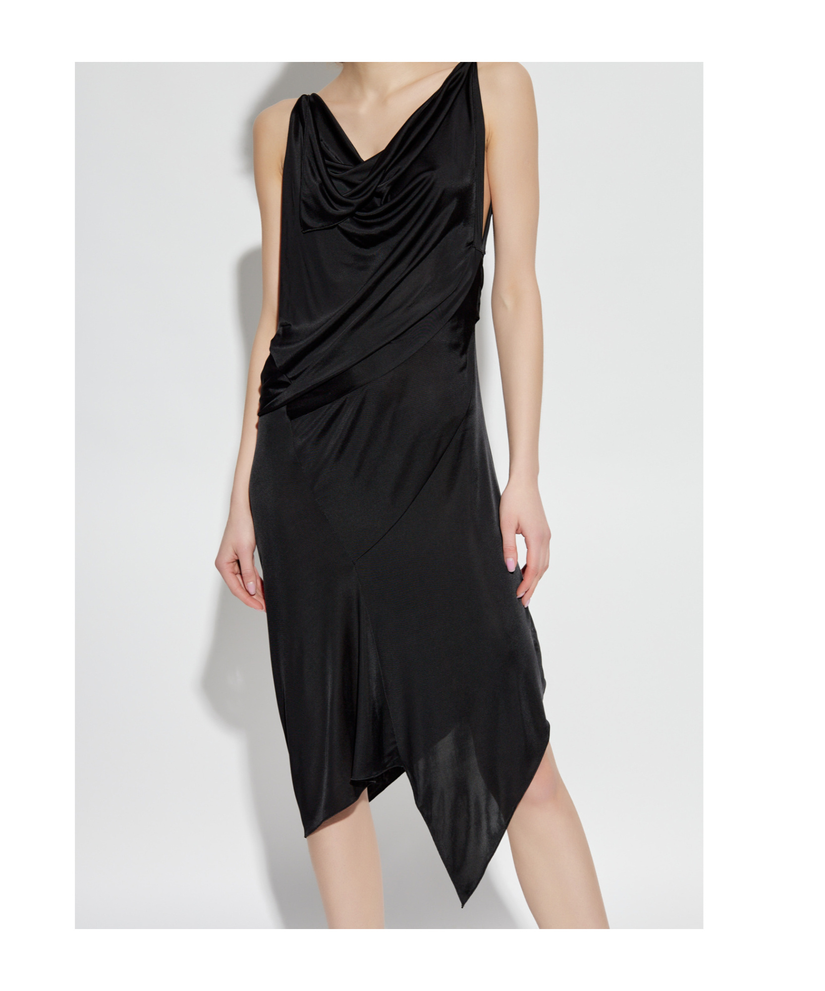 Dsquared2 Cowl-neck Midi Dress In Black
