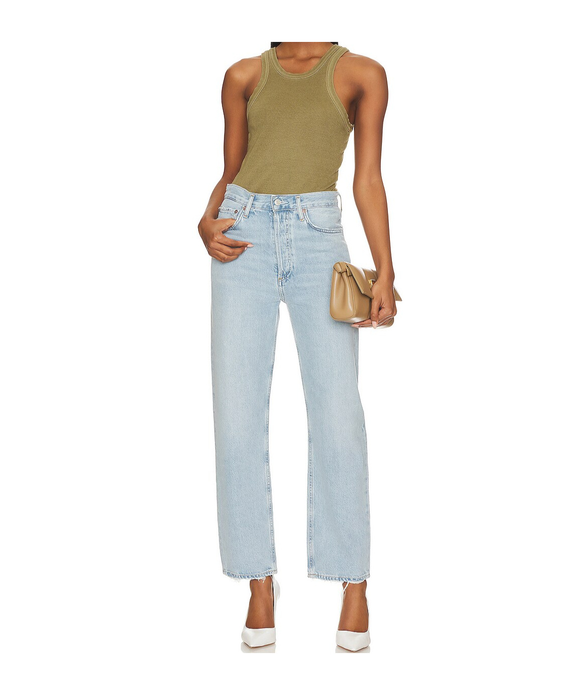 Agolde Ribbed Knit Vest In Multi