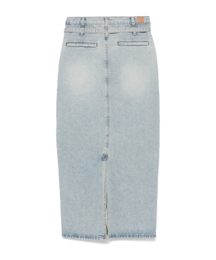 Low Classic Belted Denim Maxi Skirt In Gray