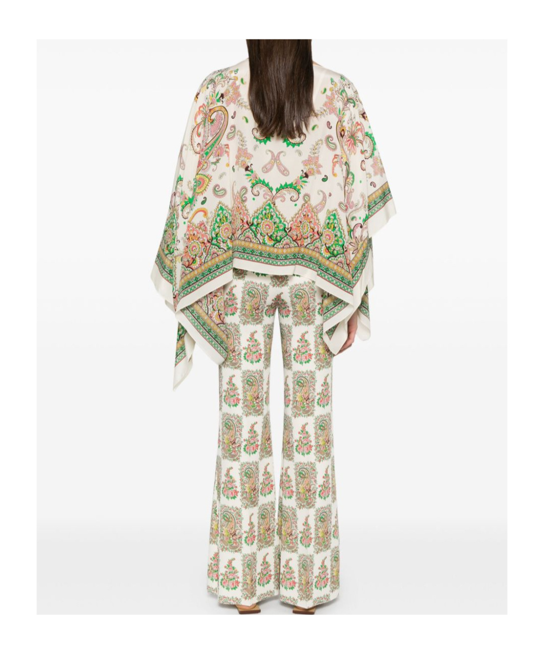 Shop Etro Floral Paisley Silk Poncho In White