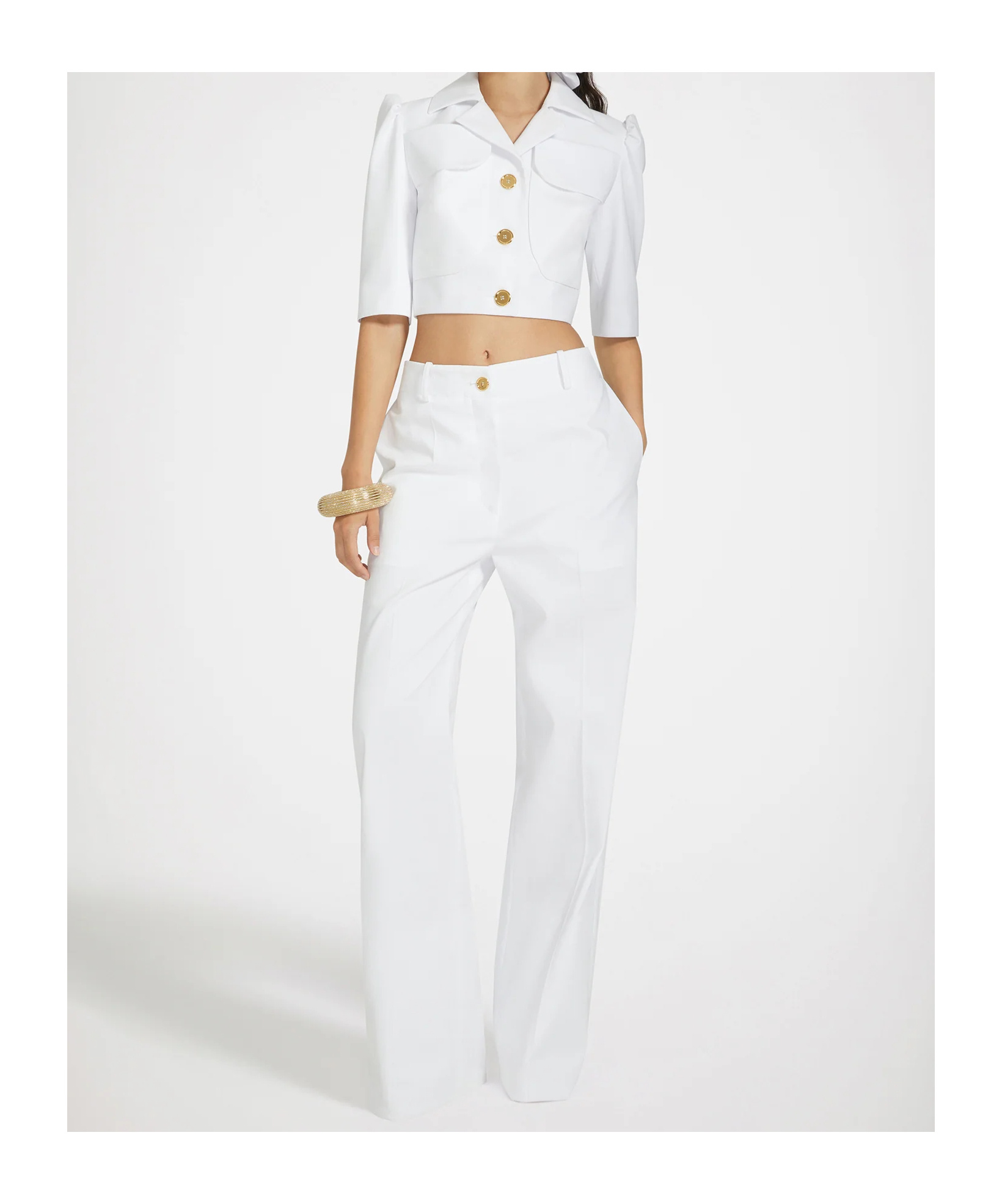 Patou Wide-leg Wool-blend Trousers In White