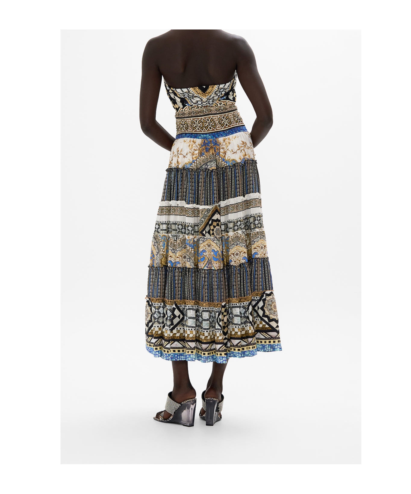 Shop Camilla Make Me Your Mosaic Shirred Waist Skirt In Black