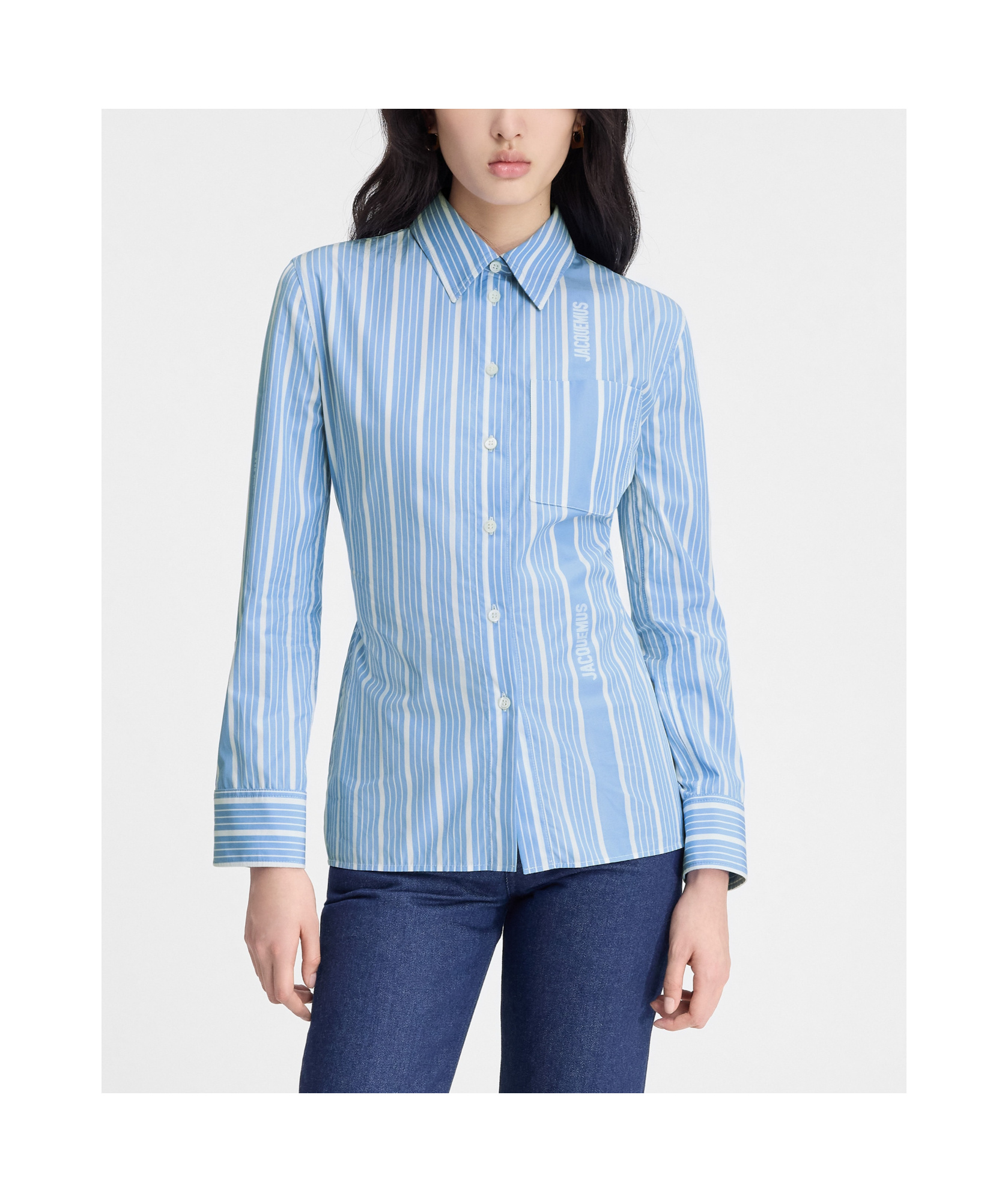 Jacquemus Striped Shirt With Cut-out In Blue