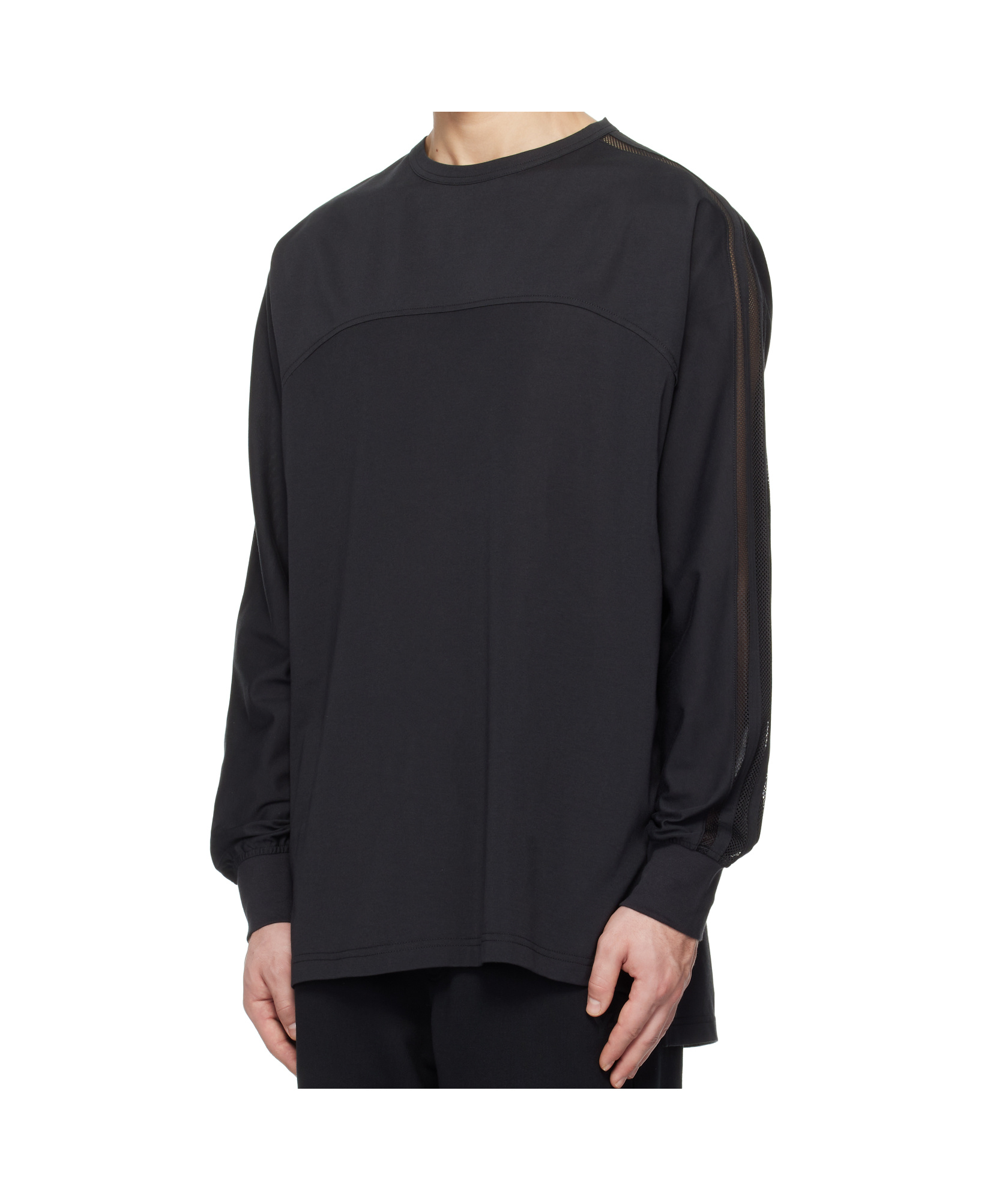 Y-3 Black Mesh Stripes Long Sleeve T-shirt In Black