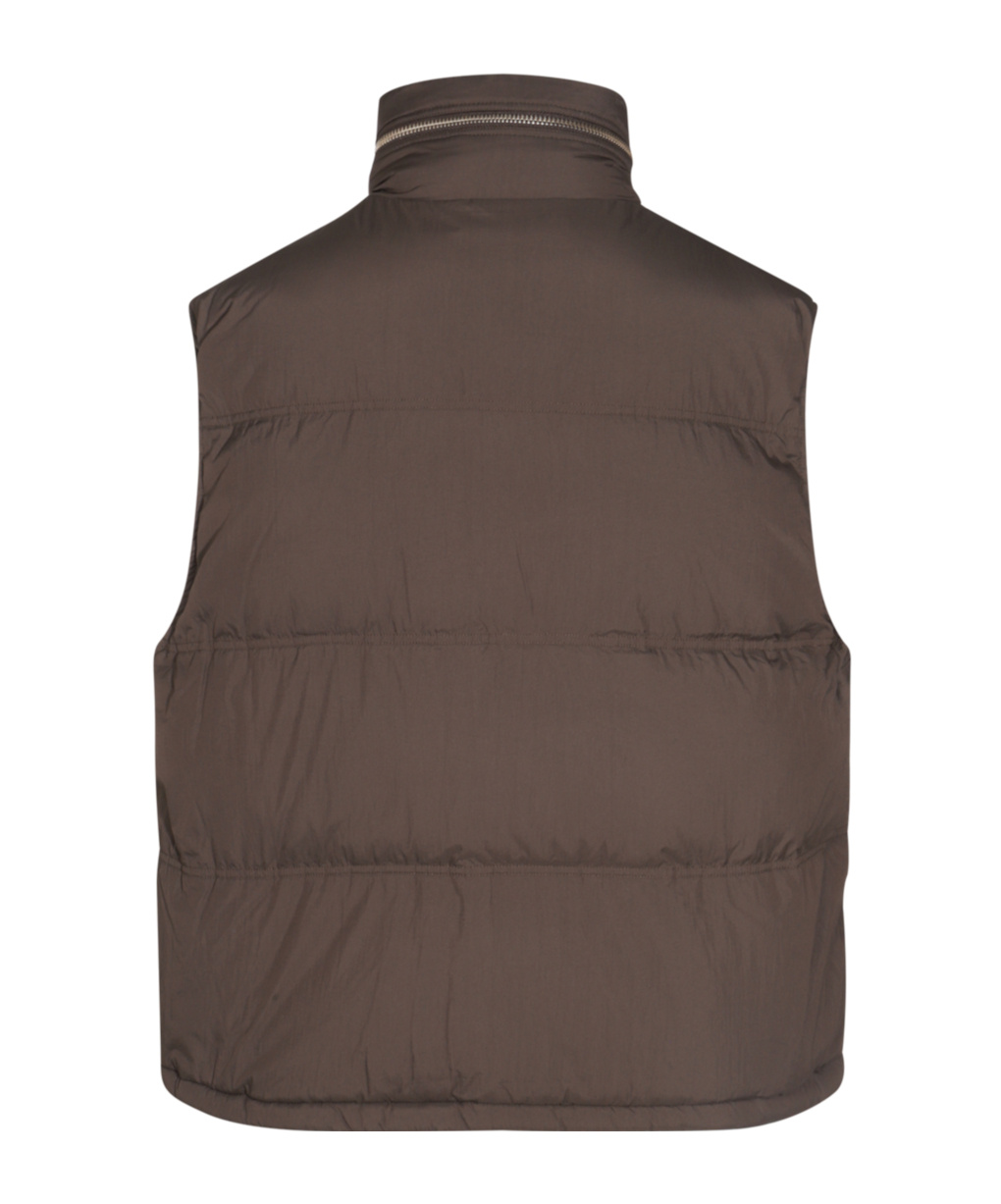 Ami Alexandre Mattiussi Ami Paris Monogram Patch Puffer Gilet In Brown