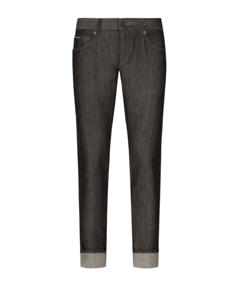 Dolce & Gabbana Regular-fit Blue Denim Jeans In Black