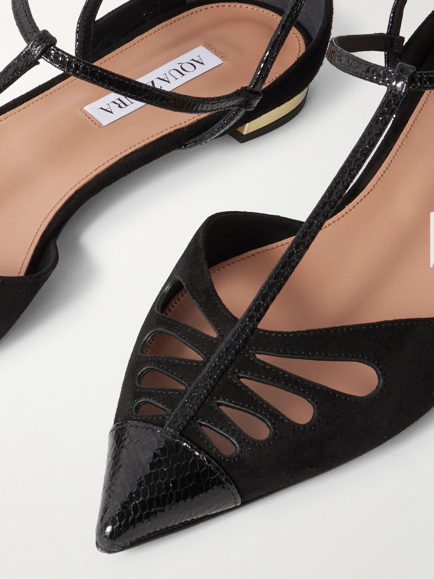 Aquazzura Suede Camille Flats In Black